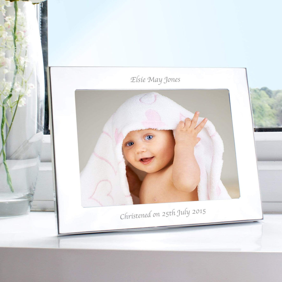 Personalised Memento Photo Frames, Albums and Guestbooks Personalised Silver 7x5 Landscape Photo Frame