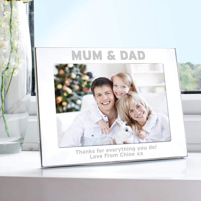 Personalised Memento Photo Frames, Albums and Guestbooks Personalised Silver 7x5 Mum & Dad Photo Frame