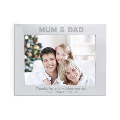 Personalised Memento Photo Frames, Albums and Guestbooks Personalised Silver 7x5 Mum & Dad Photo Frame