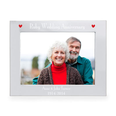 Personalised Memento Photo Frames, Albums and Guestbooks Personalised Silver 7x5 Ruby Anniversary Landscape Photo Frame