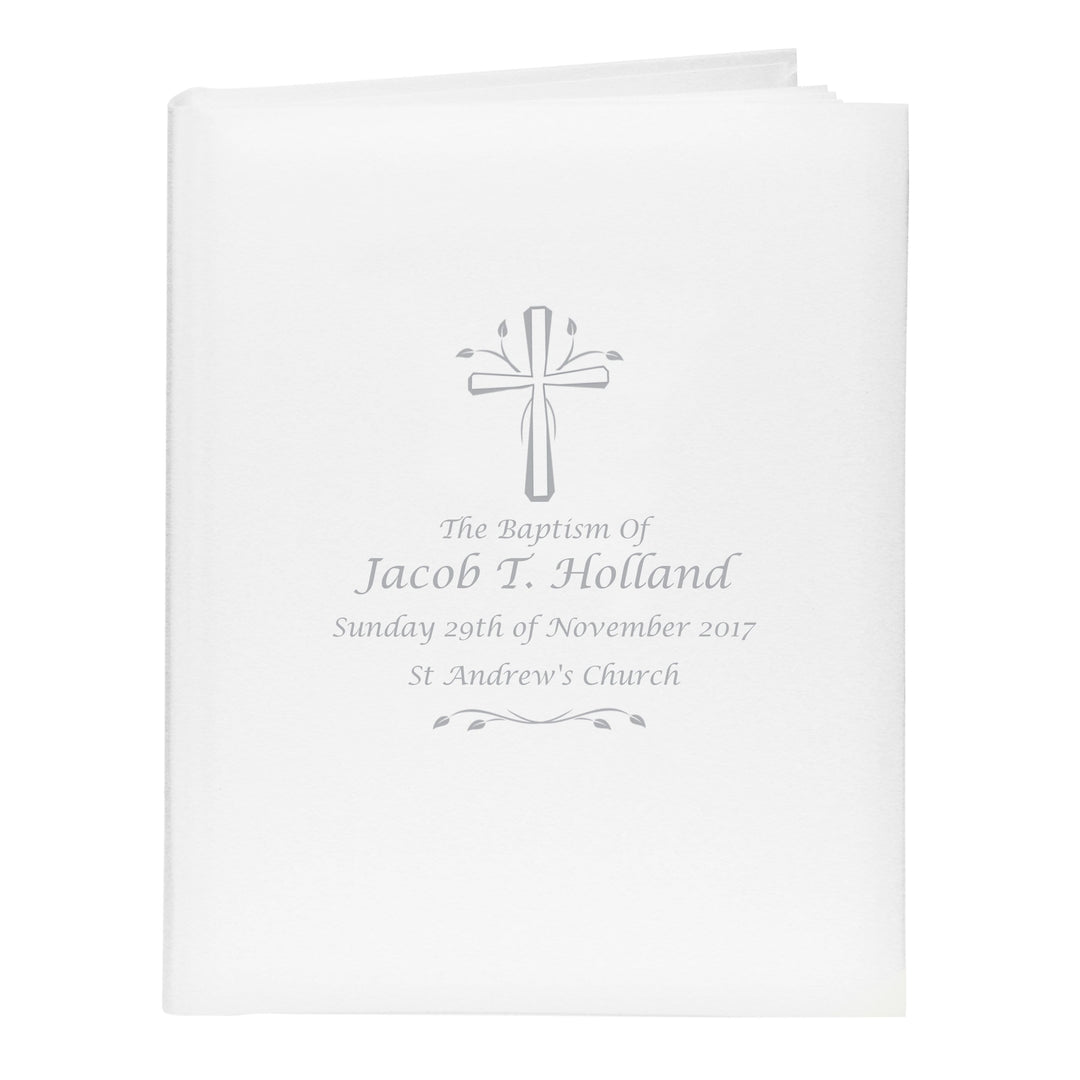 Personalised Memento Photo Frames, Albums and Guestbooks Personalised Silver Cross Album with Sleeves