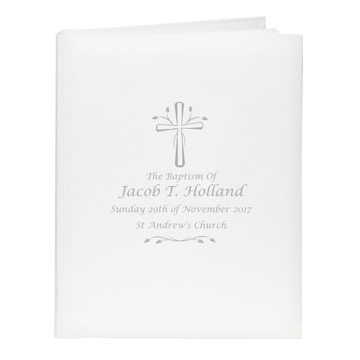 Personalised Memento Photo Frames, Albums and Guestbooks Personalised Silver Cross Album with Sleeves