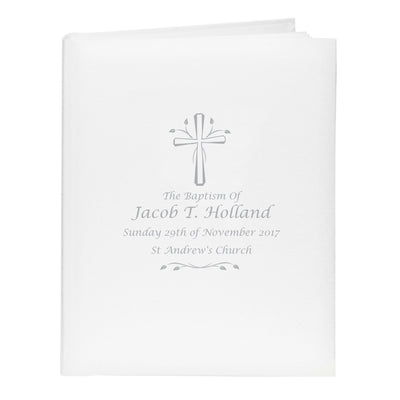 Personalised Memento Photo Frames, Albums and Guestbooks Personalised Silver Cross Album with Sleeves