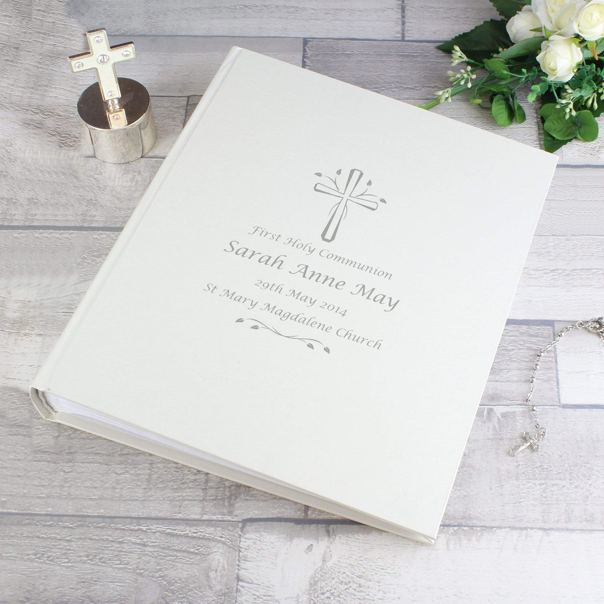 Personalised Memento Photo Frames, Albums and Guestbooks Personalised Silver Cross Traditional Album