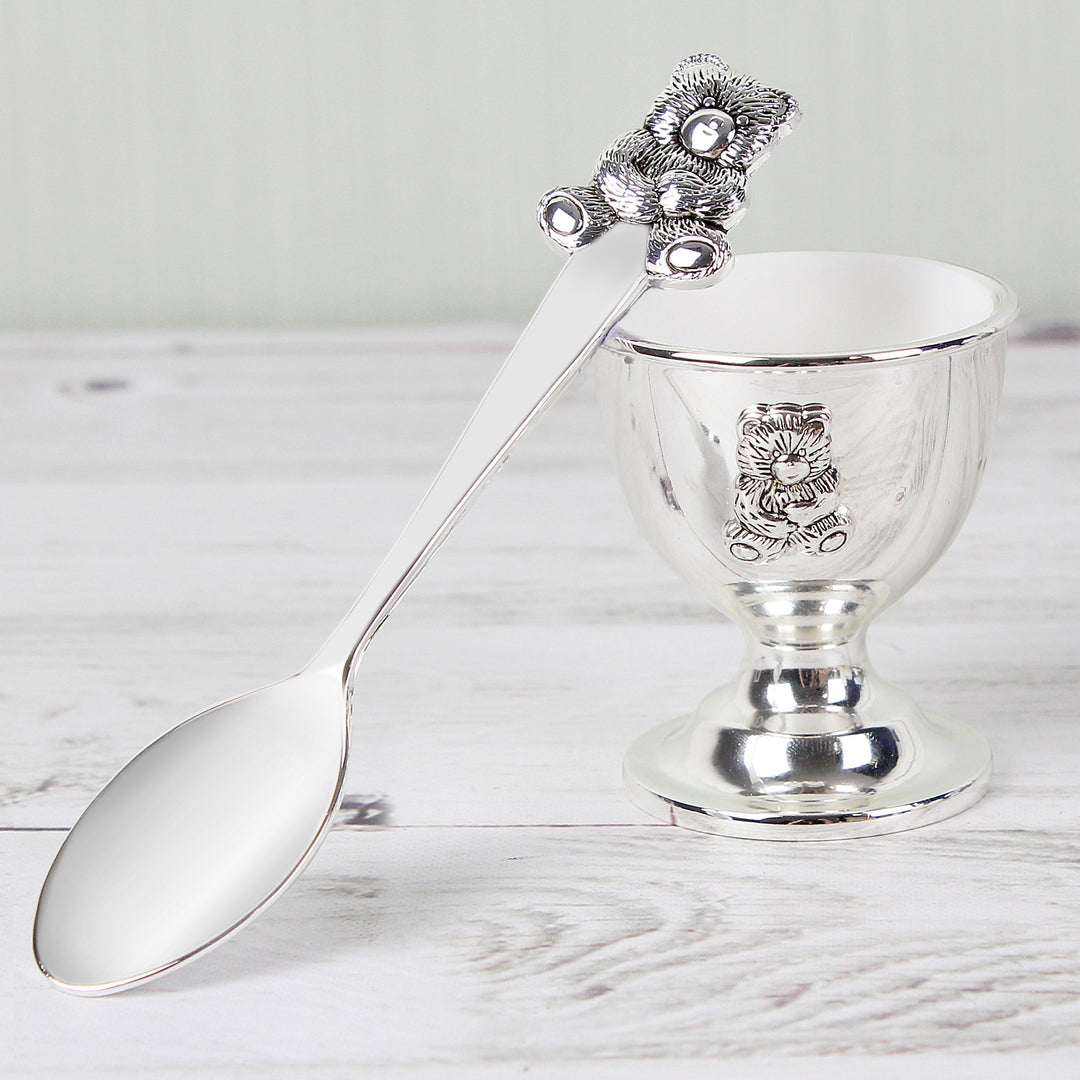 Personalised Memento Personalised Silver Egg Cup &amp; Spoon