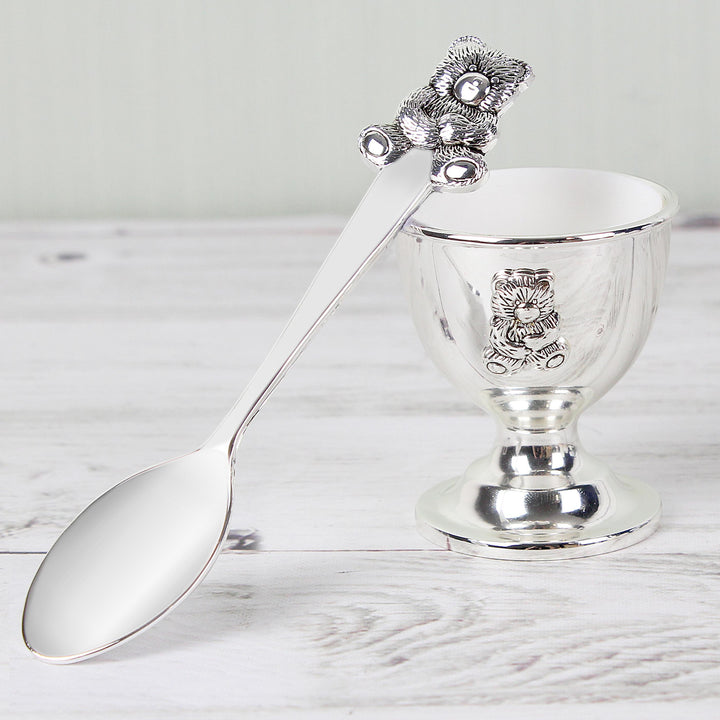 Personalised Memento Personalised Silver Egg Cup &amp; Spoon