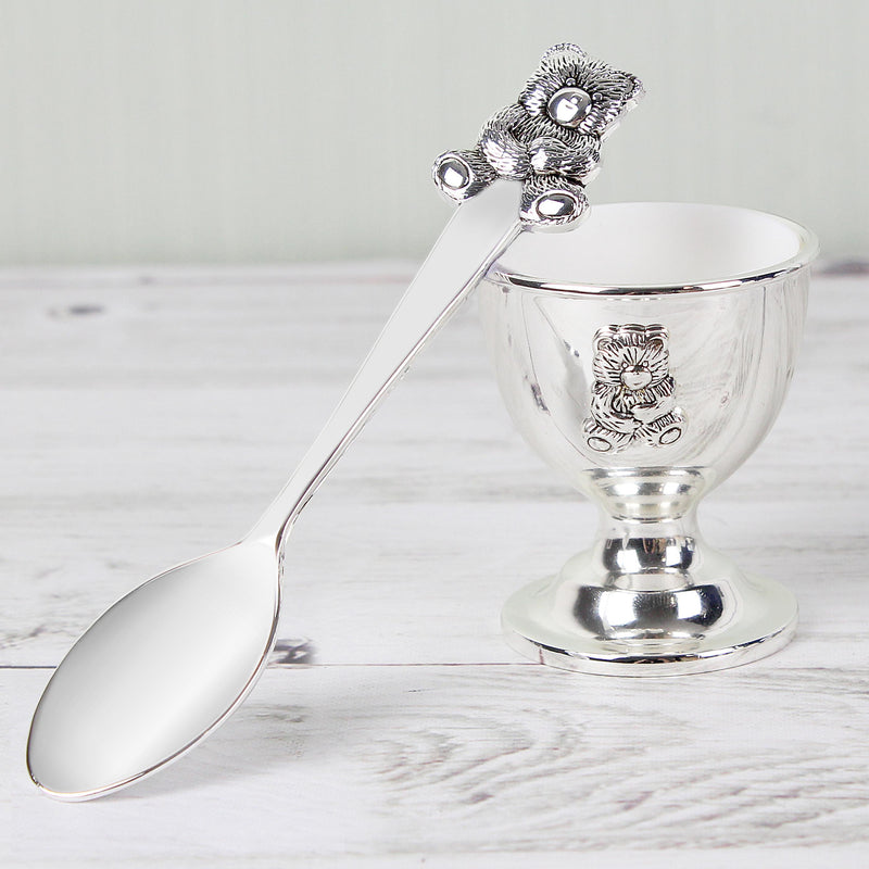Personalised Memento Personalised Silver Egg Cup & Spoon