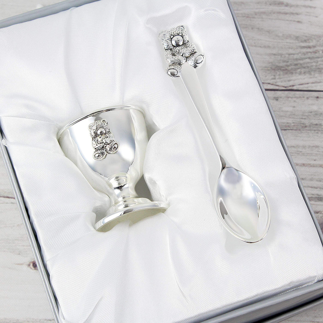 Personalised Memento Personalised Silver Egg Cup &amp; Spoon