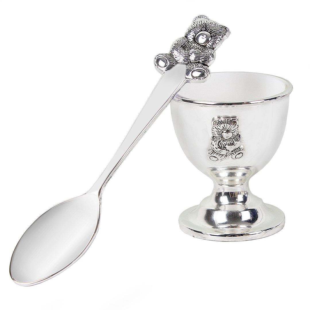 Personalised Memento Personalised Silver Egg Cup &amp; Spoon