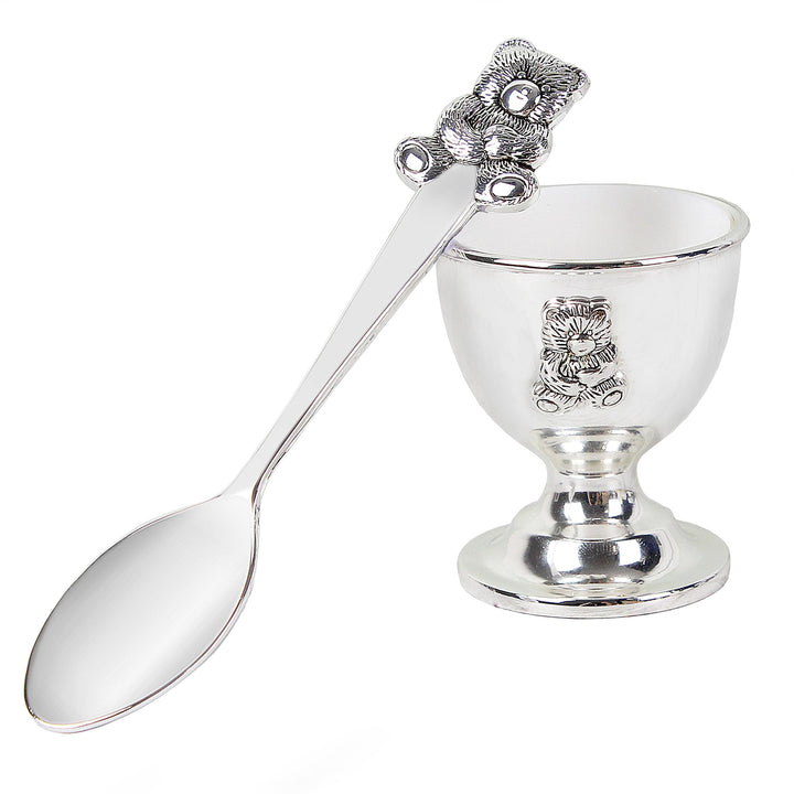 Personalised Memento Personalised Silver Egg Cup &amp; Spoon