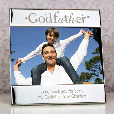 Personalised Memento Photo Frames, Albums and Guestbooks Personalised Silver Godfather Square 6x4 Photo Frame