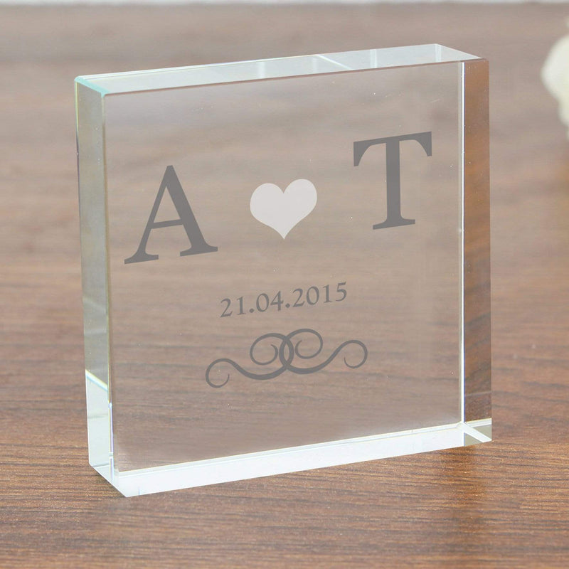 Personalised Memento Ornaments Personalised Silver Monogram Large Crystal Token