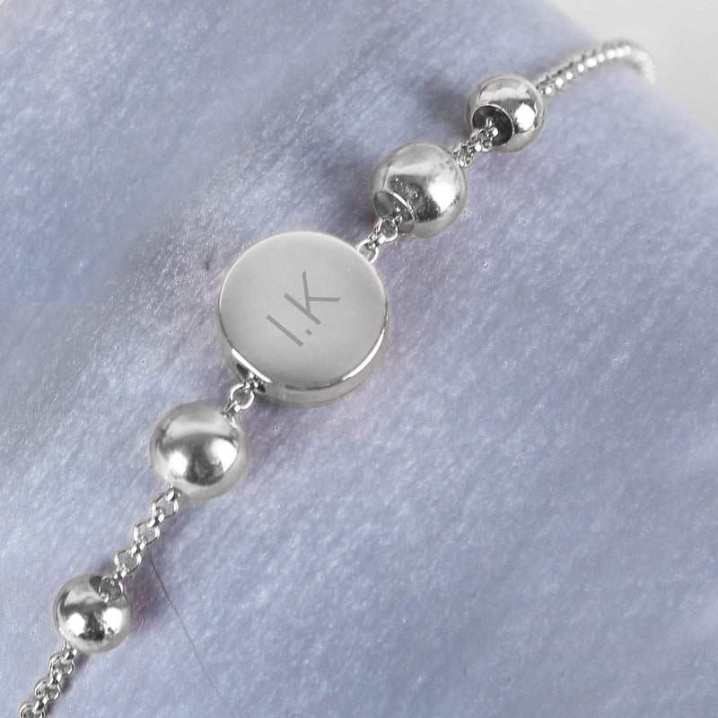 Personalised Memento Jewellery Personalised Silver Plated Initials Disc Bracelet