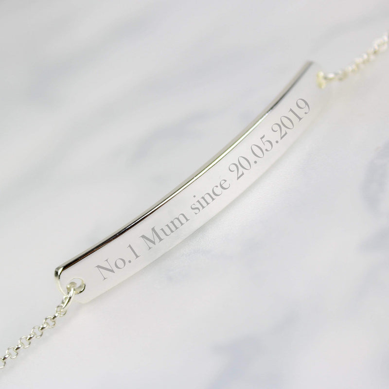 Personalised Memento Jewellery Personalised Silver Tone Bar Bracelet