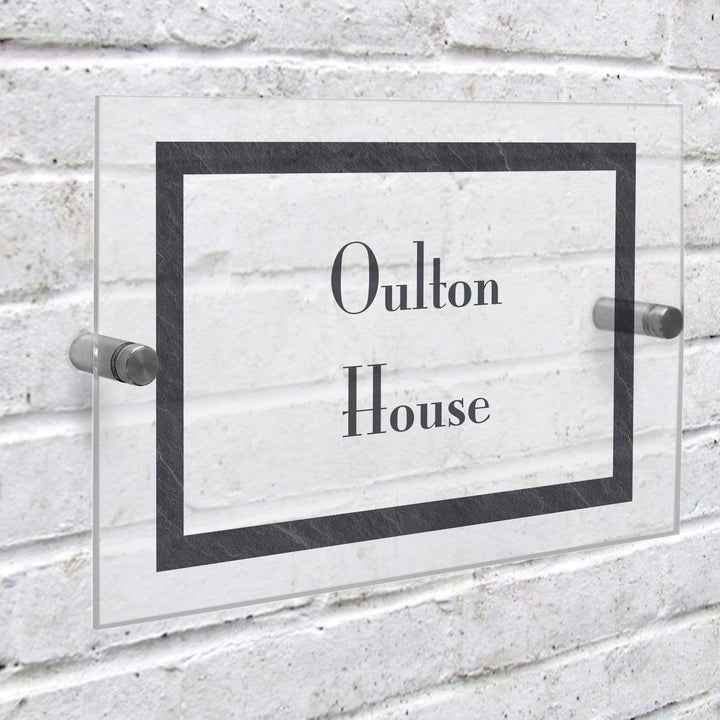 Personalised Memento Hanging Decorations &amp; Signs Personalised Slate Effect Acrylic House Sign
