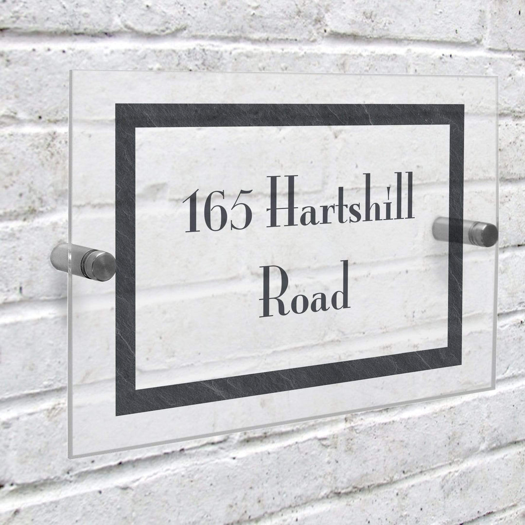 Personalised Memento Hanging Decorations &amp; Signs Personalised Slate Effect Acrylic House Sign
