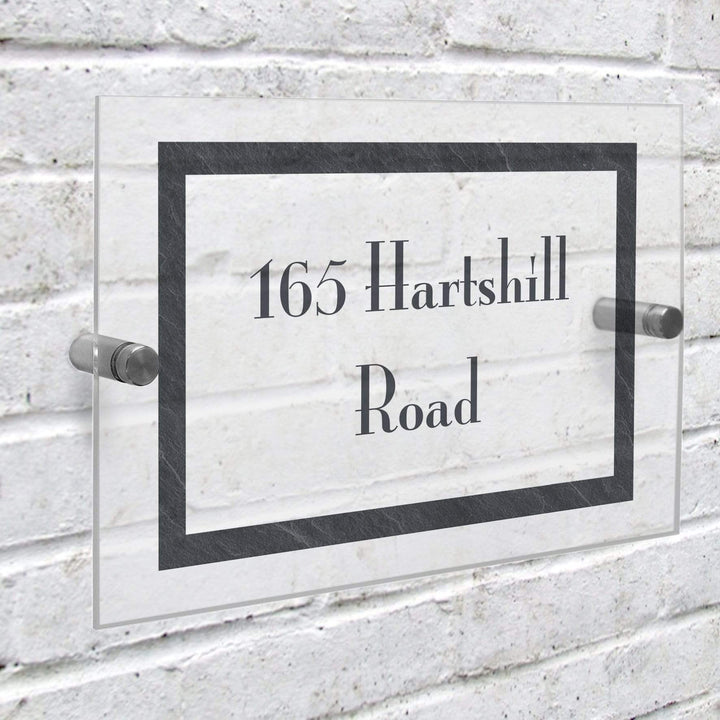 Personalised Memento Hanging Decorations &amp; Signs Personalised Slate Effect Acrylic House Sign