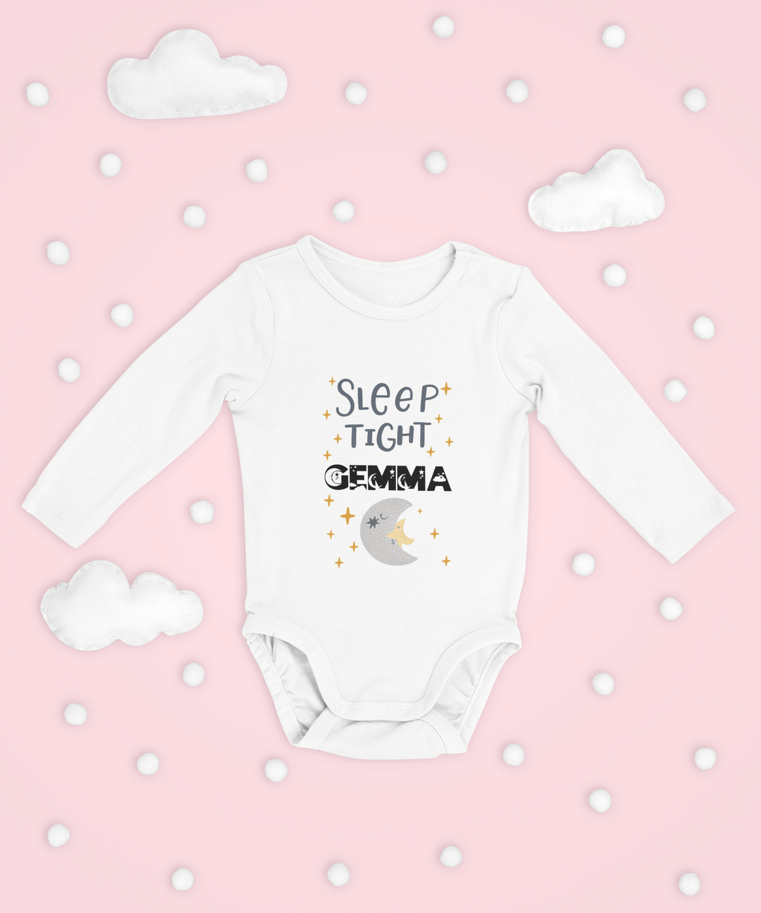 The Little Personal Shop Babygrows Personalised Sleep Tight Babygrow