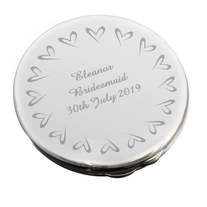 Personalised Memento Keepsakes Personalised Small Hearts Compact Mirror
