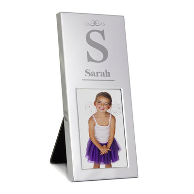 Personalised Memento Photo Frames, Albums and Guestbooks Personalised Small Initial 2x3 Silver Photo Frame