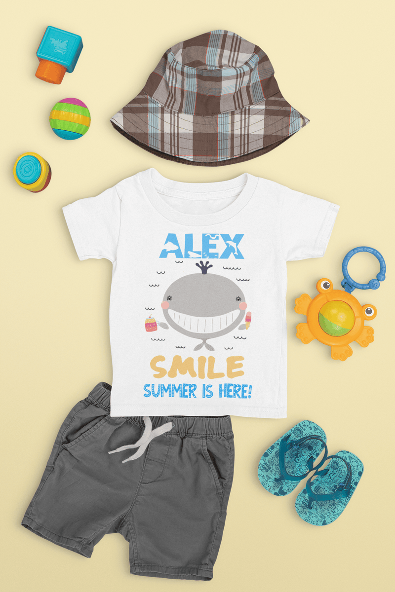 The Little Personal Shop Babygrows Personalised Smile Summer Is Here Boy Design