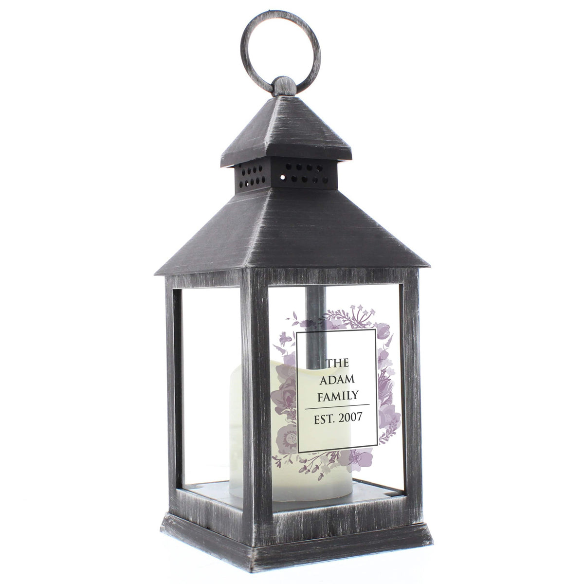Personalised Memento LED Lights, Candles & Decorations Personalised Soft Watercolour Rustic Black Lantern