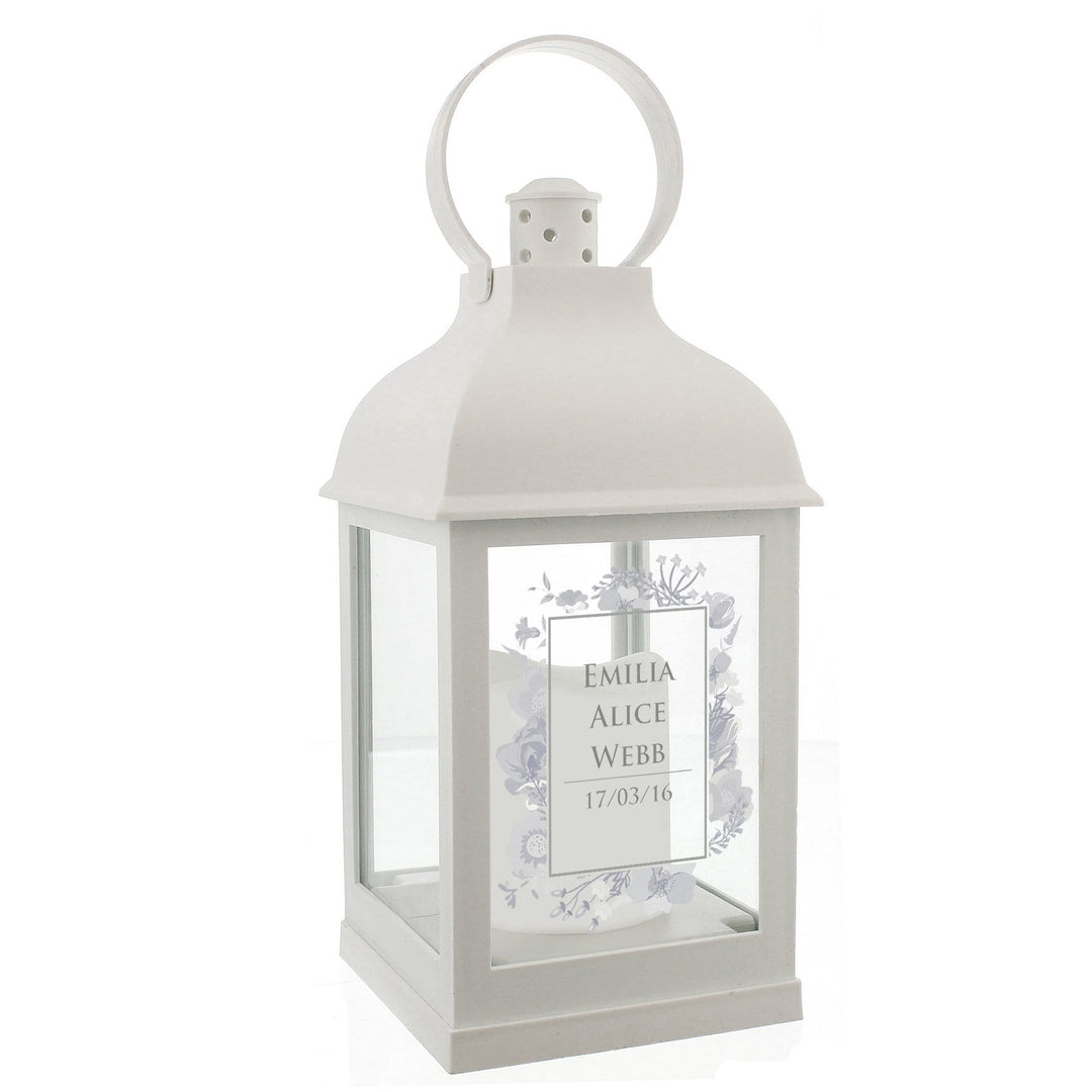 Personalised Memento LED Lights, Candles &amp; Decorations Personalised Soft Watercolour White Lantern