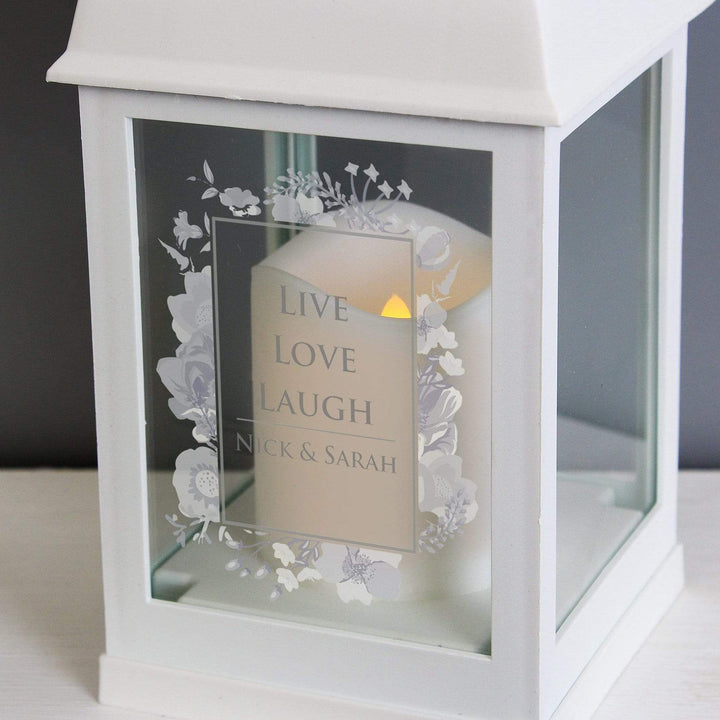 Personalised Memento LED Lights, Candles &amp; Decorations Personalised Soft Watercolour White Lantern