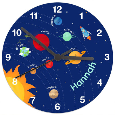 Personalised Memento Clocks & Watches Personalised Solar System Glass Clock