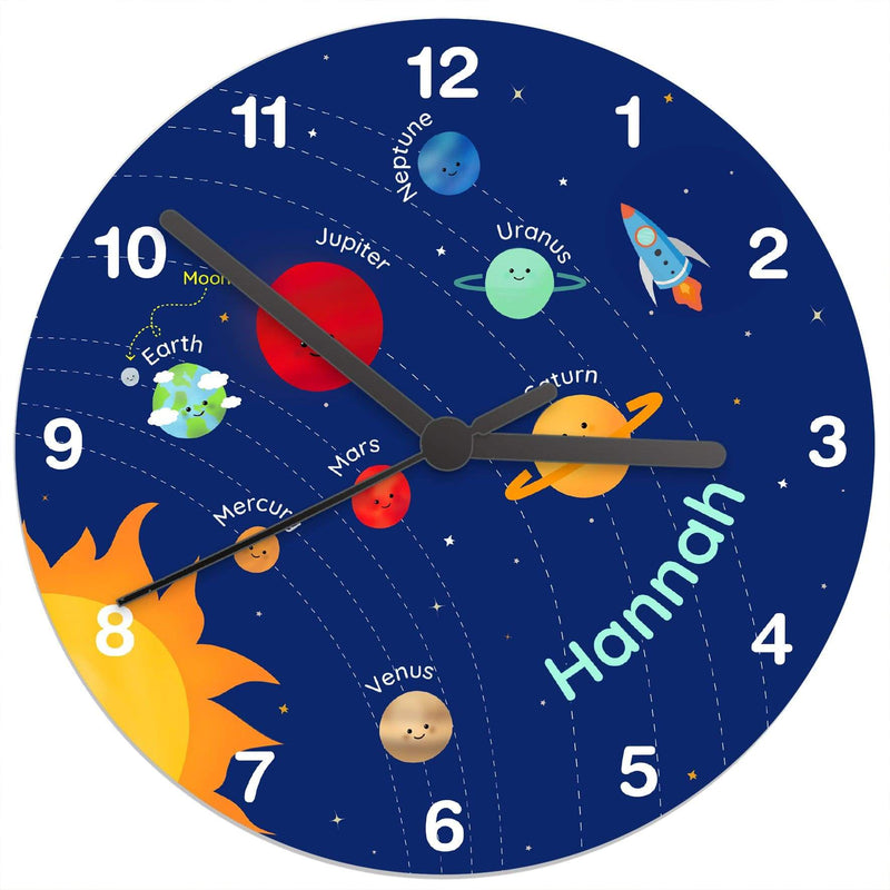 Personalised Memento Clocks & Watches Personalised Solar System Glass Clock