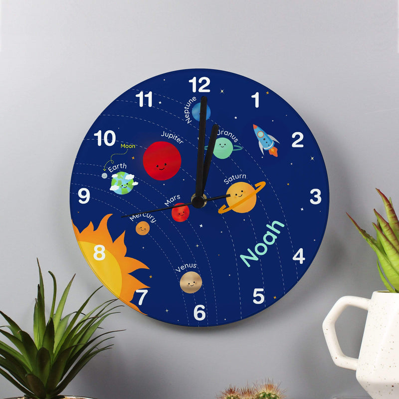Personalised Solar System Glass Clock Delivered | The Personal Shop