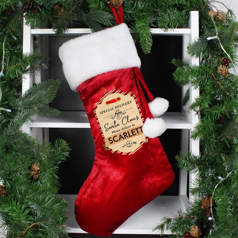 Personalised Memento Personalised Special Delivery Luxury Red Stocking
