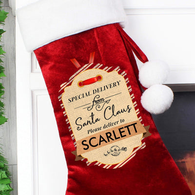 Personalised Memento Personalised Special Delivery Luxury Red Stocking