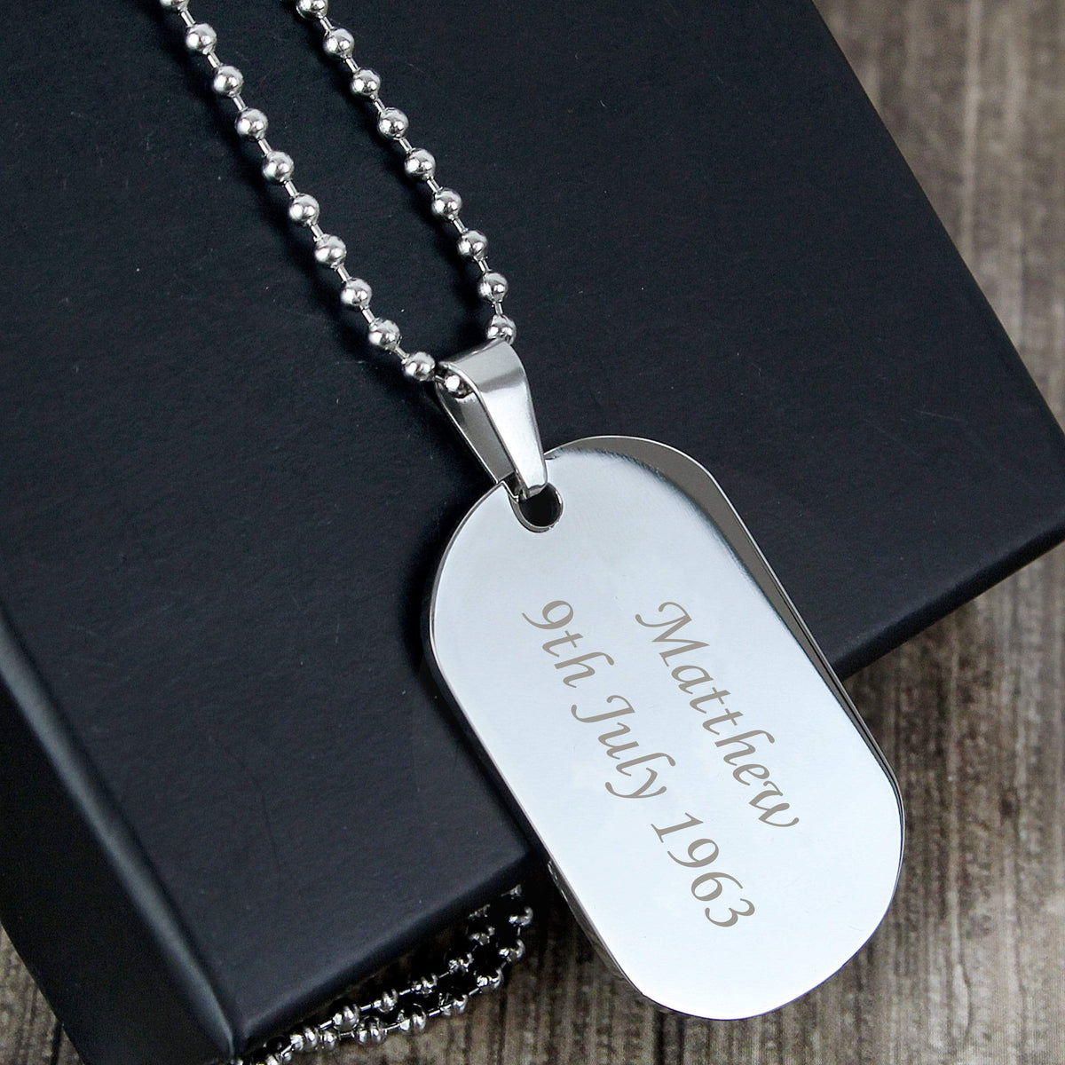 Personalised Memento Jewellery Personalised Stainless Steel Dog Tag Necklace