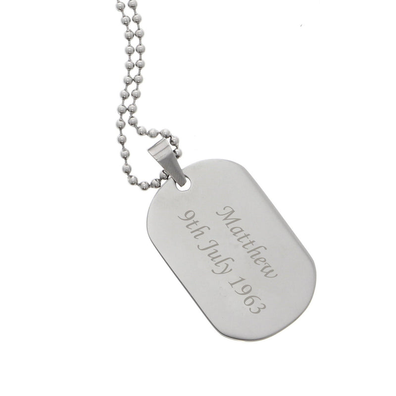 Personalised Memento Jewellery Personalised Stainless Steel Dog Tag Necklace