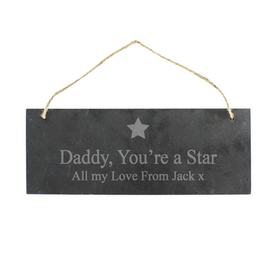 Personalised Memento Slate Personalised Star Motif Hanging Slate Plaque