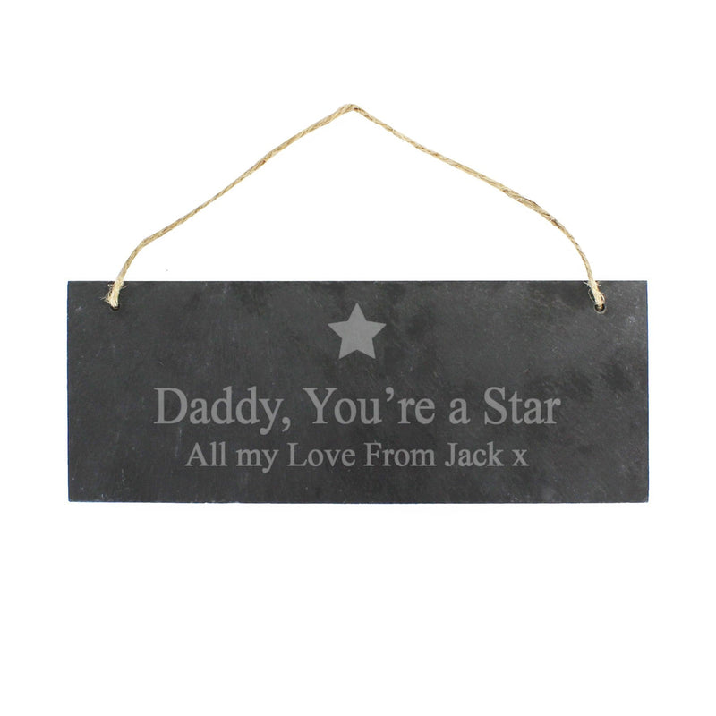 Personalised Memento Slate Personalised Star Motif Hanging Slate Plaque