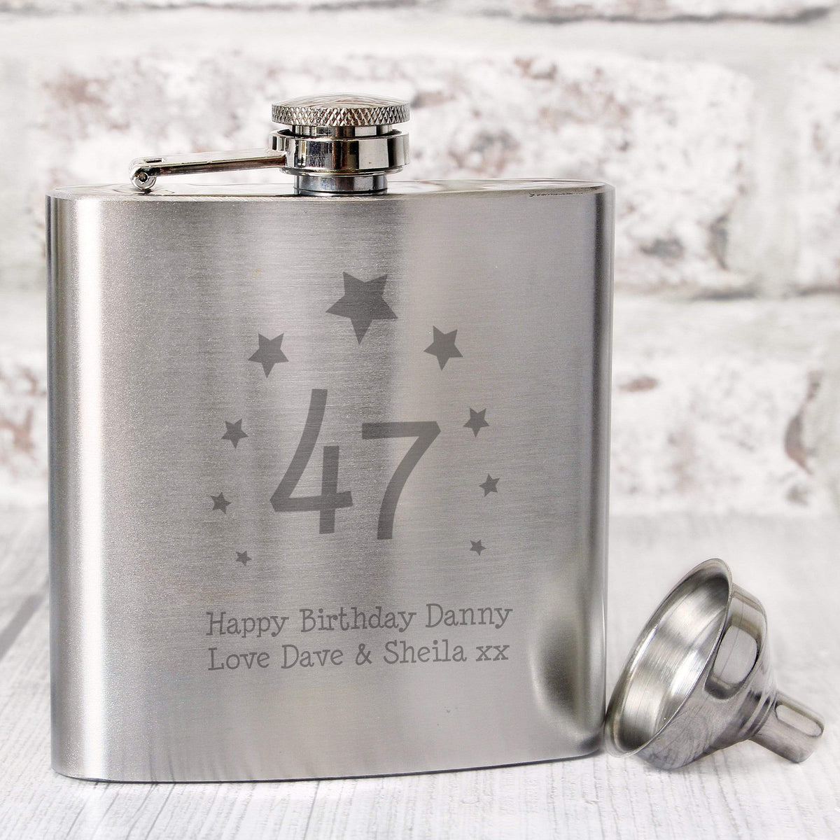 Personalised Memento Glasses & Barware Personalised Stars Age Hip Flask