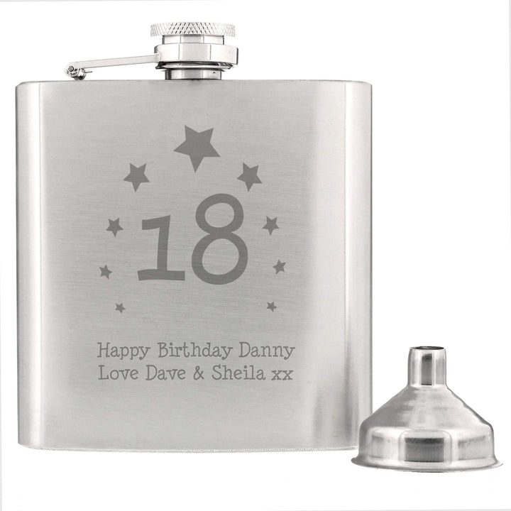 Personalised Memento Glasses &amp; Barware Personalised Stars Age Hip Flask