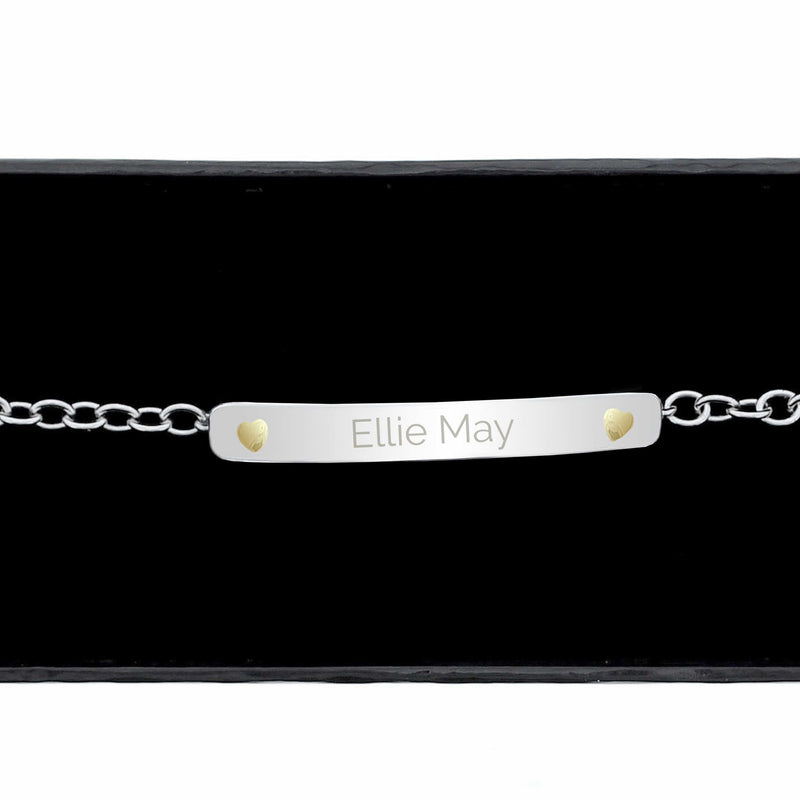 Personalised Memento Jewellery Personalised Sterling Silver and 9ct Gold Bar Bracelet