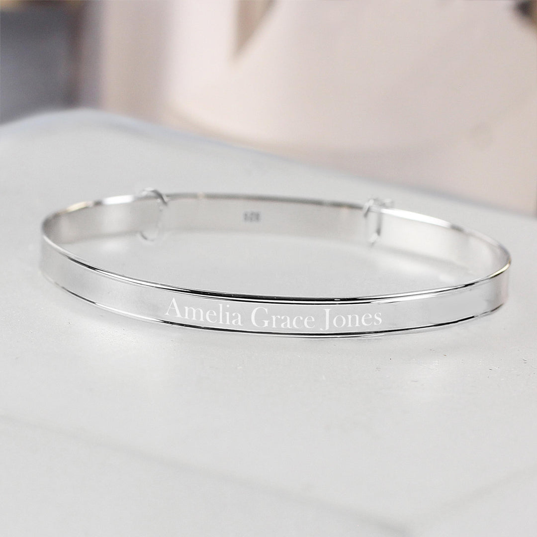 Personalised Memento Personalised Sterling Silver Childs Expanding Diamante Star Bracelet
