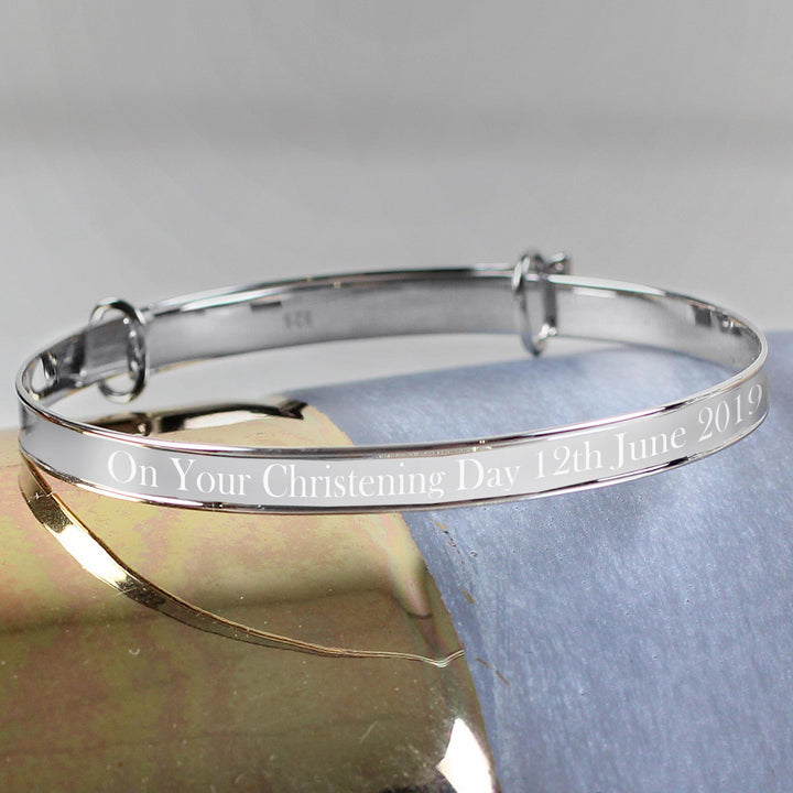 Personalised Memento Personalised Sterling Silver Childs Expanding Diamante Star Bracelet