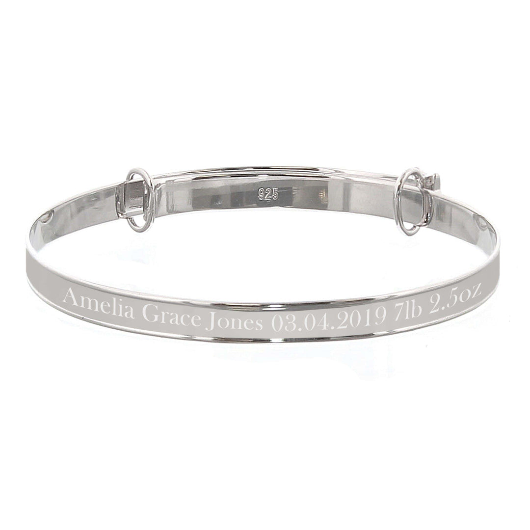 Personalised Memento Personalised Sterling Silver Childs Expanding Diamante Star Bracelet