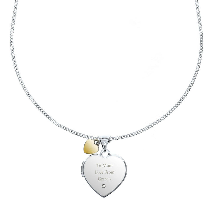 Personalised Memento Personalised Sterling Silver Heart Message Necklace with Diamond and 9ct Gold Charm