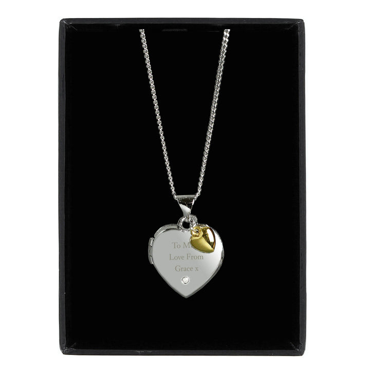 Personalised Memento Personalised Sterling Silver Heart Message Necklace with Diamond and 9ct Gold Charm