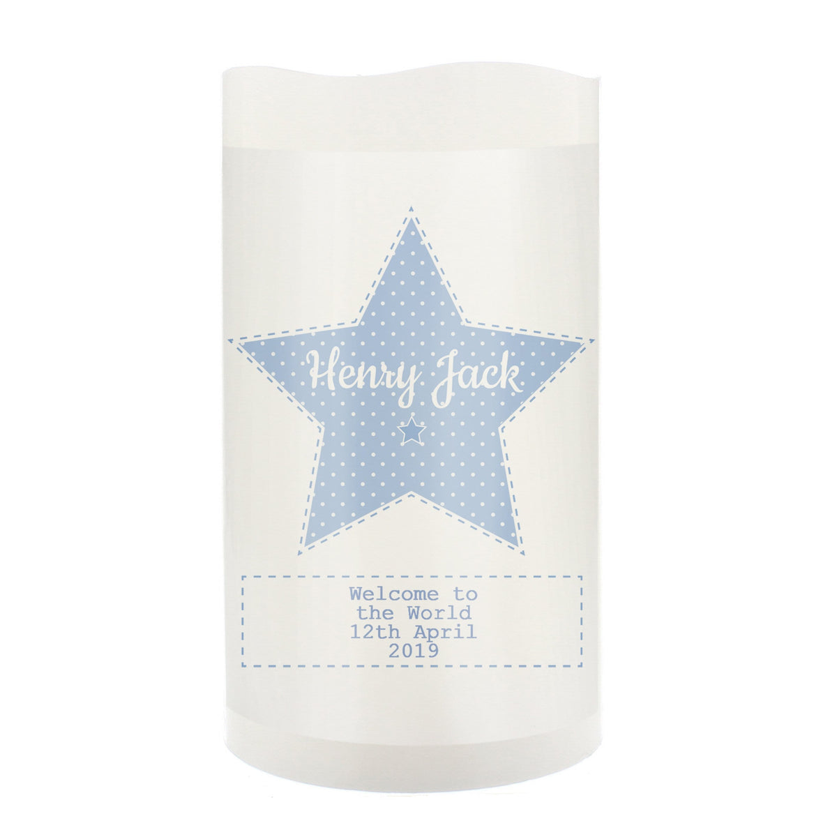 Personalised Memento LED Lights, Candles & Decorations Personalised Stitch & Dot Baby Boy Nightlight LED Candle