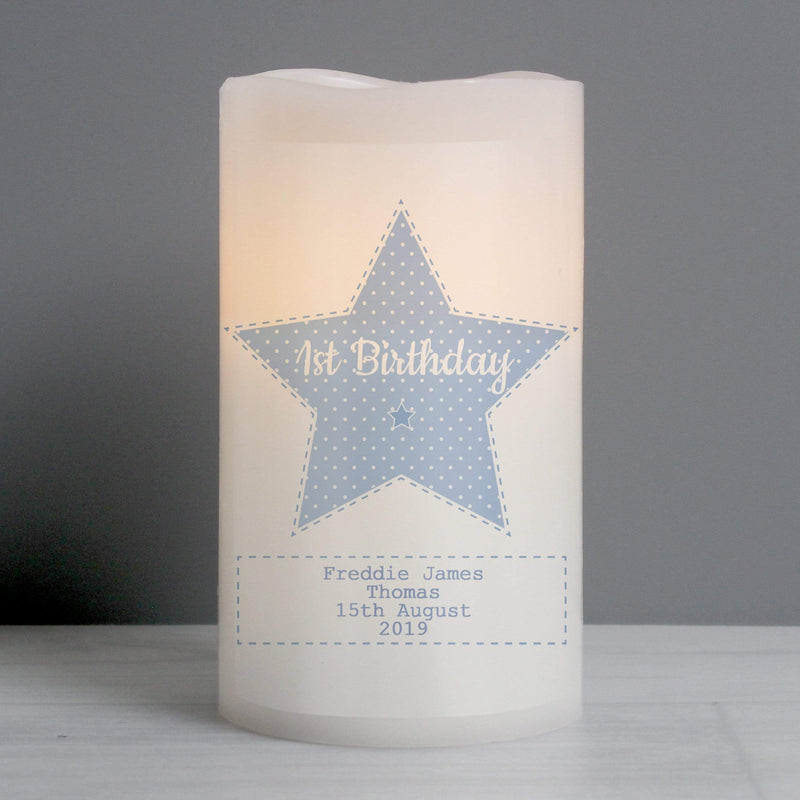 Personalised Memento LED Lights, Candles & Decorations Personalised Stitch & Dot Baby Boy Nightlight LED Candle