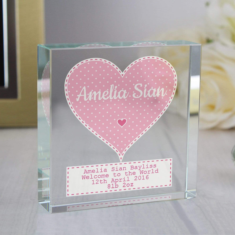 Personalised Memento Ornaments Personalised Stitch & Dot Baby Girl Large Crystal Token