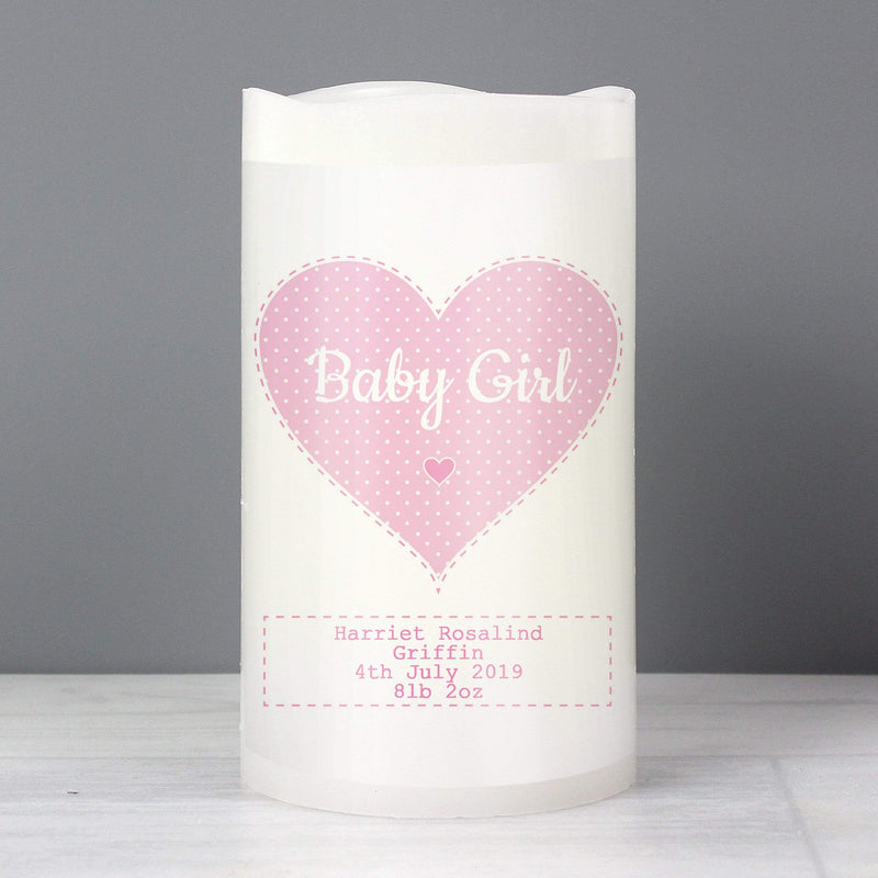 Personalised Memento LED Lights, Candles & Decorations Personalised Stitch & Dot Baby Girl Nightlight LED Candle