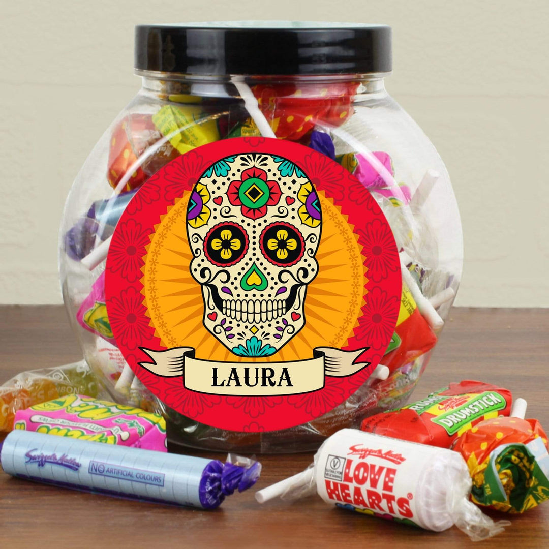Personalised Memento Food &amp; Drink Personalised Sugar Skull Sweet Jar